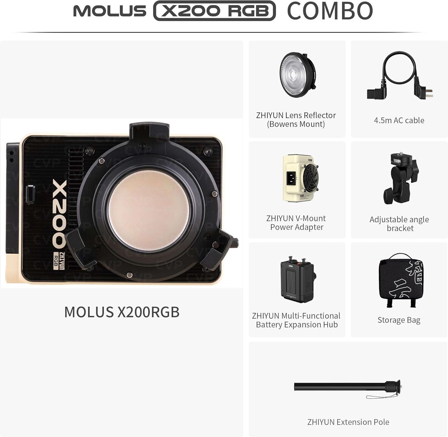 Zhiyun Molus X200 RGB COB LED Işık (Combo Kit)