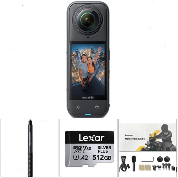 Insta360 X5 Motorsiklet Kiti (Görünmez Çubuk, 512GB Hafıza Kartı Dahil)