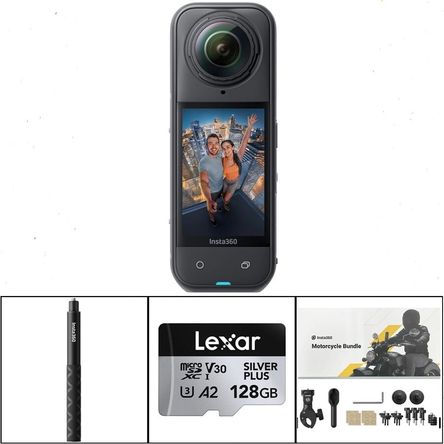 Insta360 X5 Motorsiklet Kiti (Görünmez Çubuk, 128GB Hafıza Kartı)