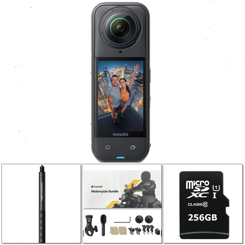 Insta360 X5 Motorsiklet Kiti (Action Görünmez Çubuk, 256GB Hafıza Kartı Dahil)