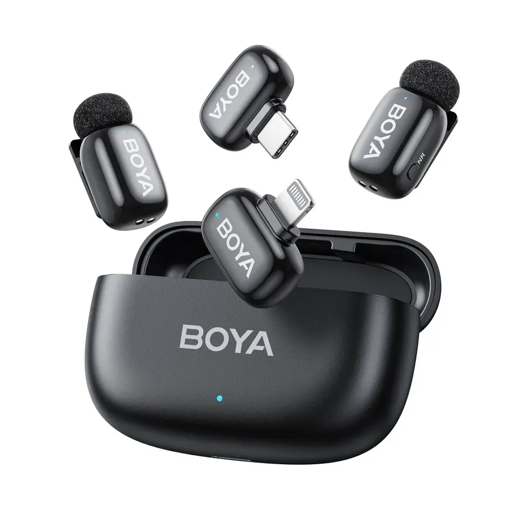 BOYA mini 2 Kişilik Kablosuz Mikrofon Sistemi (Siyah)