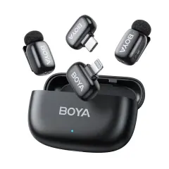 BOYA mini 2 Kişilik Kablosuz Mikrofon Sistemi (Siyah)