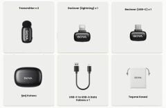 BOYA mini 2 Kişilik Kablosuz Mikrofon Sistemi (Siyah)