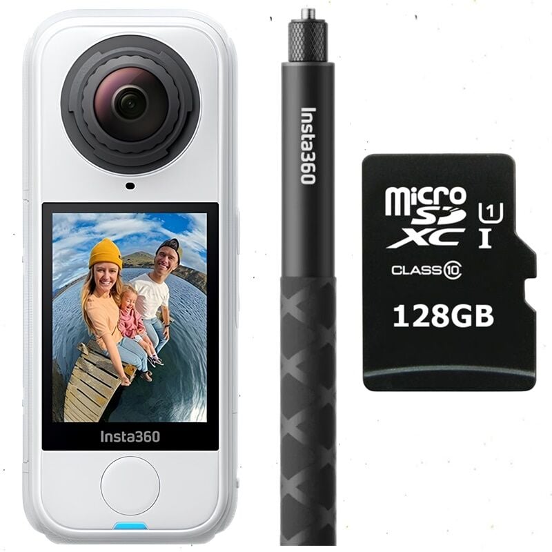Insta360 X5 360° 8K Kamera (Beyaz) Çubuk, 128GB Kart