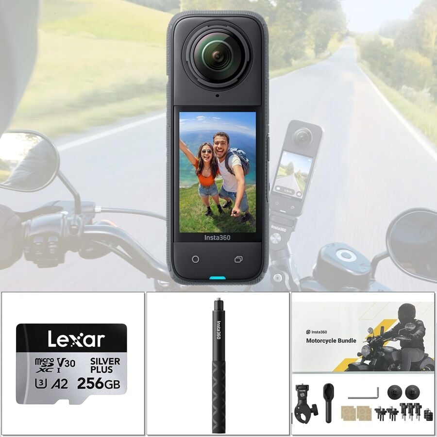 Insta360 X4 + Görünmez Çubuk + Motosiklet Kiti + 256GB Kart