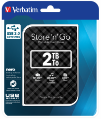 VERBATIM 53195 - 2TB USB 3.0 BLACK PORTABLE HARD