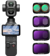 K&F Concept DJI Osmo Pocket 4P Uyumlu CPL + ND16 + ND64 + ND256 Manyetik Filtre Seti