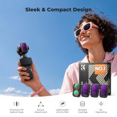 K&F Concept DJI Osmo Pocket 4P Uyumlu CPL + ND16 + ND64 + ND256 Manyetik Filtre Seti