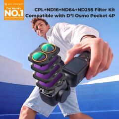 K&F Concept DJI Osmo Pocket 4P Uyumlu CPL + ND16 + ND64 + ND256 Manyetik Filtre Seti