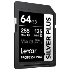 Lexar Professional 64GB 255 MB/s Silver Plus SD Hafıza Kartı