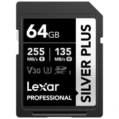 Lexar Professional 64GB 255 MB/s Silver Plus SD Hafıza Kartı