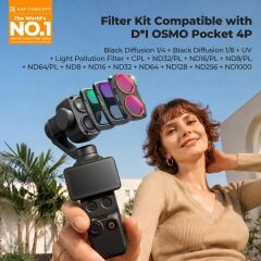 K&F Concept Dji Osmo Pocket 4P İçin 16 Parça Filtre Seti (Black Mist 1/4 + Black Mist 1/8 + UV + Işık Kirliliği Azaltma + CPL + ND32/PL + ND16/PL + ND8/PL + ND64/PL + ND8 + ND16 + ND32 + ND64 + ND128 + ND256 + ND1000)