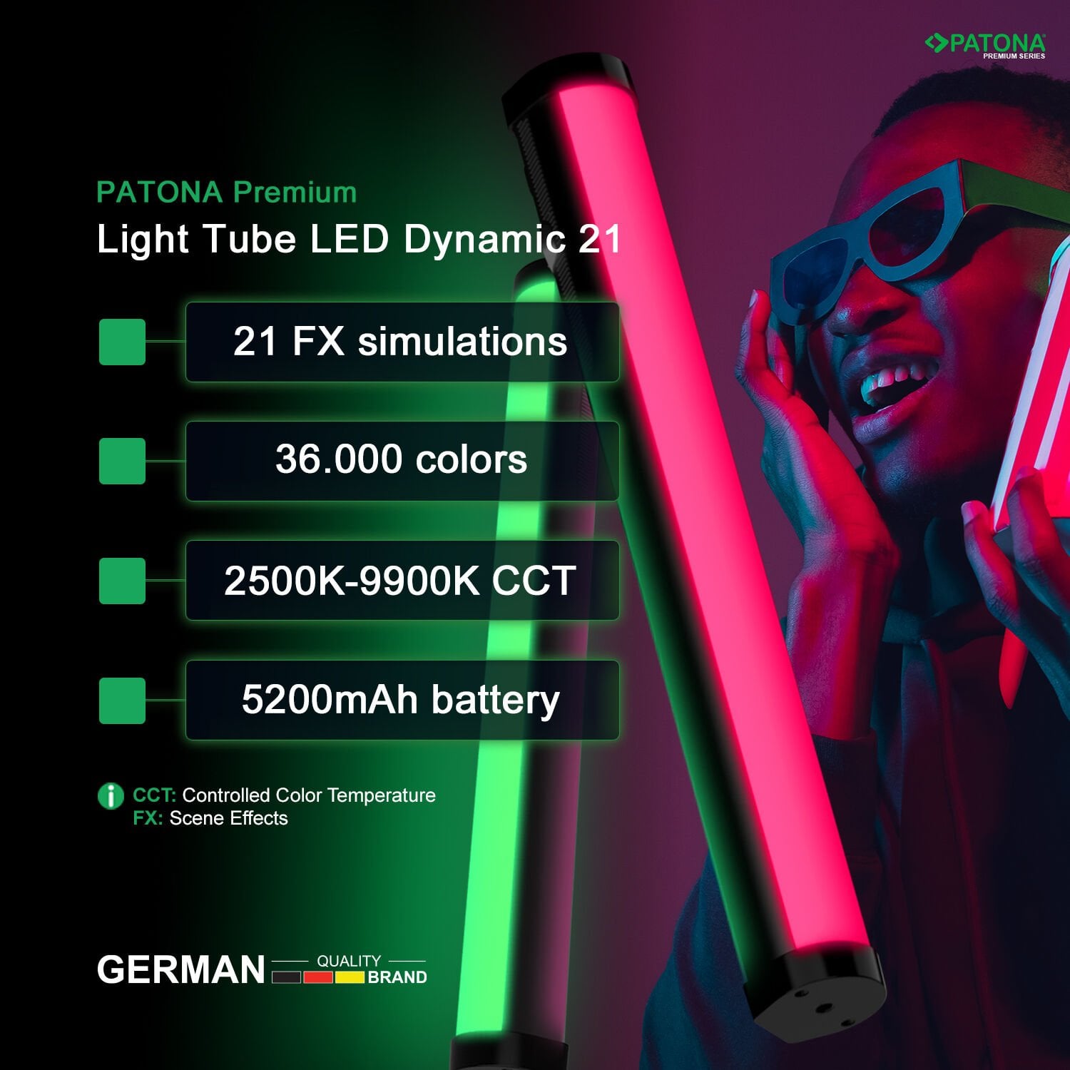 PATONA 4291 PREMIUM LED RGB Tube Photo/Video Light Led Dynamic 21
