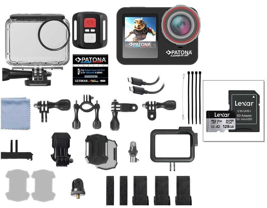 Patona SL5 Aksiyon Kamera Full Kit (128GB Kart)