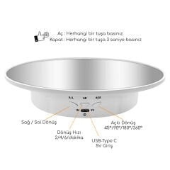 GDX TUTA-20 Ayna Yüzeyli 20 cm Turn Table - Döner Stand - Döner Tabla