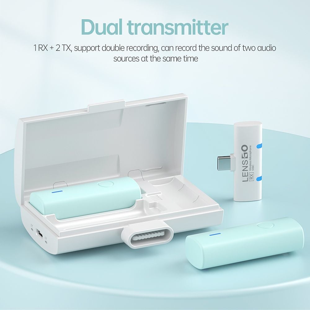 LENSGO 518C 5 Renkli Kablosuz Yaka Mikrofonu (Type-C)