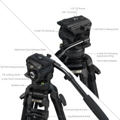 SmallRig 5580 FSD16 FreeSpeed ​​Ağır Hizmet Tipi Karbon Fiber Tripod