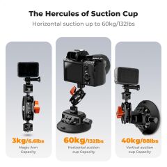 K&F Concept KF31.100 4,5'' Kamera Vantuzu  Sihirli Kol Cep Telefonu Kelepçesi ve GoPro Adaptör ile