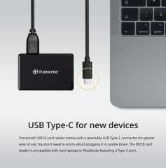 Transcend RDC8 Çoklu Kart Okuyucu SD /microSD /CompactFlash  (Type-C)