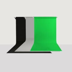 GDX Sabit Kumaş Siyah - Yeşil - Gri 3'lü Fon Perde Seti 2.70x5.80 Metre - Tavan ve Duvar İçin