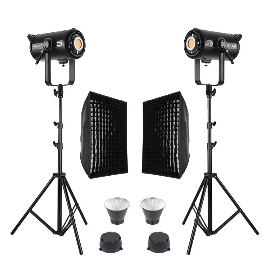 GDX EXC-220C-II 2'li Full Set (Gridli 60x90 Softbox + 260 cm Kalın Işık Ayağı)