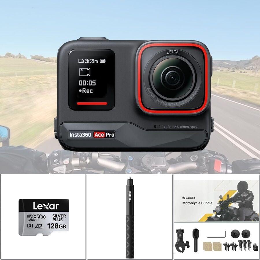 Insta360 Ace Pro 2 + Motosiklet Kiti + Görünmez Çubuk + 128GB Kartlı Kit