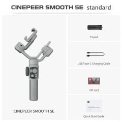 Zhiyun Cinepeer Smooth 5E Combo (AI) – Akıllı 3 Eksenli Telefon Gimbal + Dahili Işık + Yapay Zeka Takip
