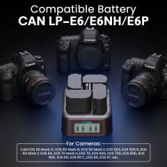 Patona 4178 Canon LP-E6 4'lü USB-C Hızlı Şarj Cihazı