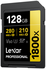Lexar 128GB Gold Series 1800x Class 10 UHS-II U3 V60 Hafıza Kartı