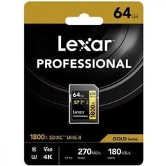 Lexar Gold Series 1800x Class 10 UHS-II U3 V60 64 GB Hafıza Kartı
