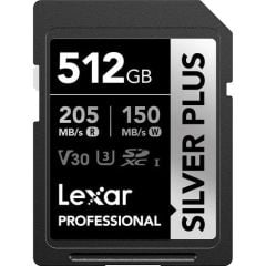 Lexar 512GB Silver Plus V30 U3 205MB/S SD Hafıza Kartı