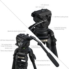 SmallRig 5578 FSD18 FreeSpeed ​​Ağır Hizmet Tipi Karbon Fiber Tripod