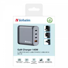 Verbatim 32203 - V GNC-140 GaN Charger 140W 3-USB-C / 1-USB-A  Çıkışa Sahiptir