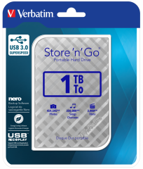 VERBATIM 53197 - 1TB USB 3.0 SILVER PORTABLE HARD