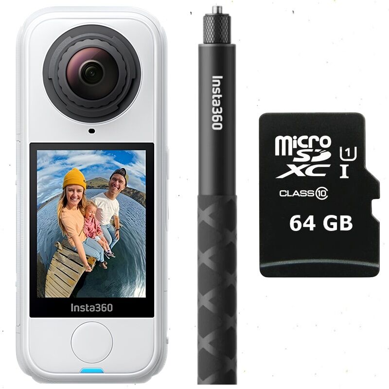 Insta360 X5 + Görünmez Çubuk + 64GB Kartlı Kit (Beyaz)